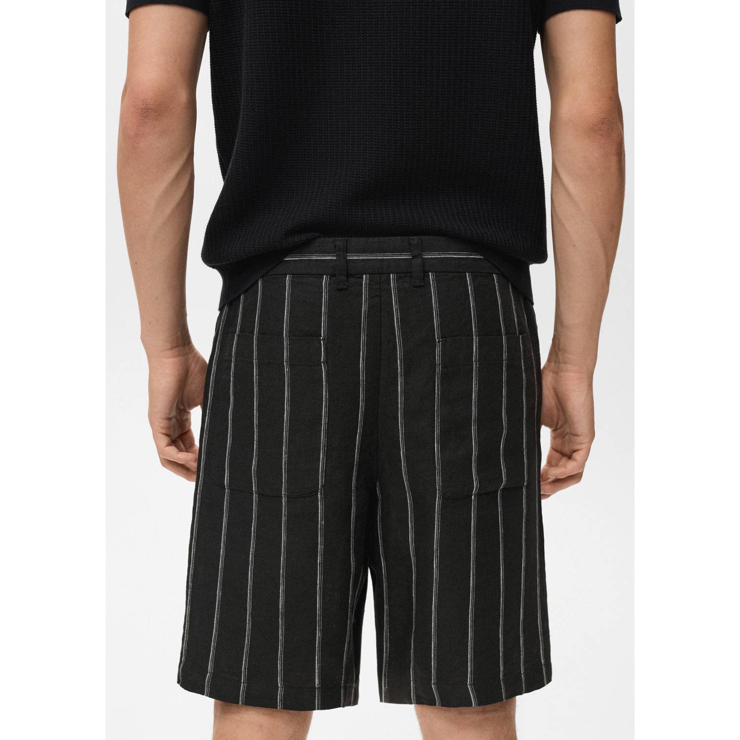 Mango Man linnen slim casual short antraciet