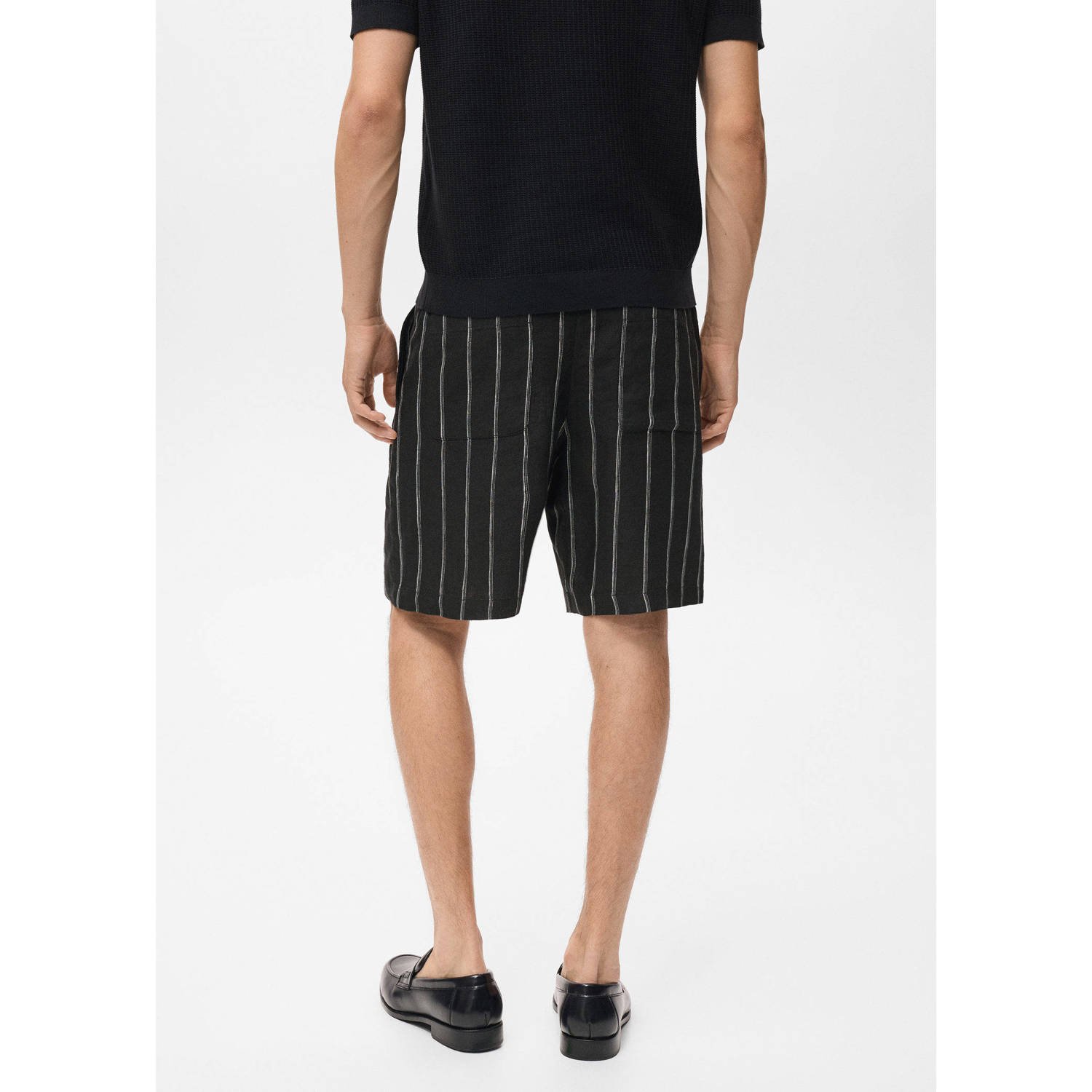 Mango Man linnen slim casual short antraciet