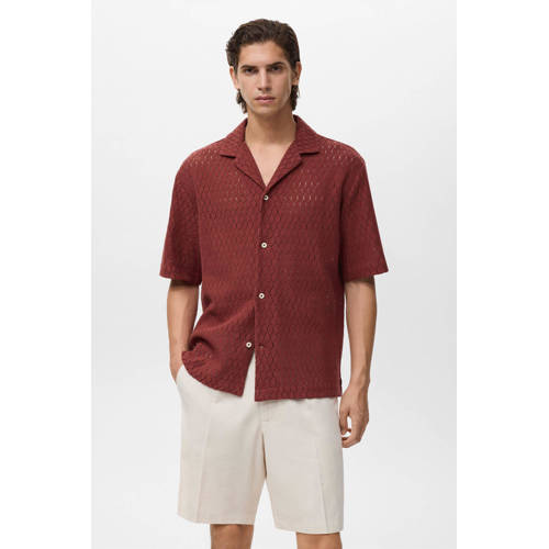 Mango Man casual overhemd gebreid donkerrood afbeelding