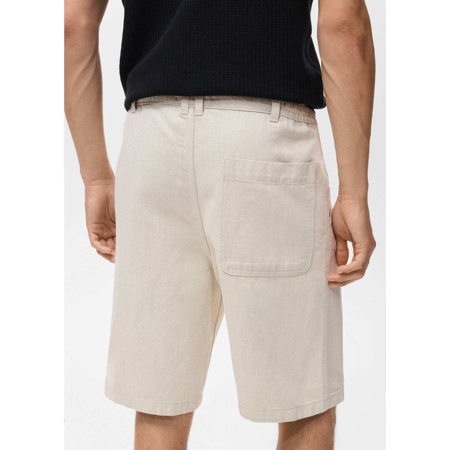 Mango Man linnen rechtvallend casual short beige