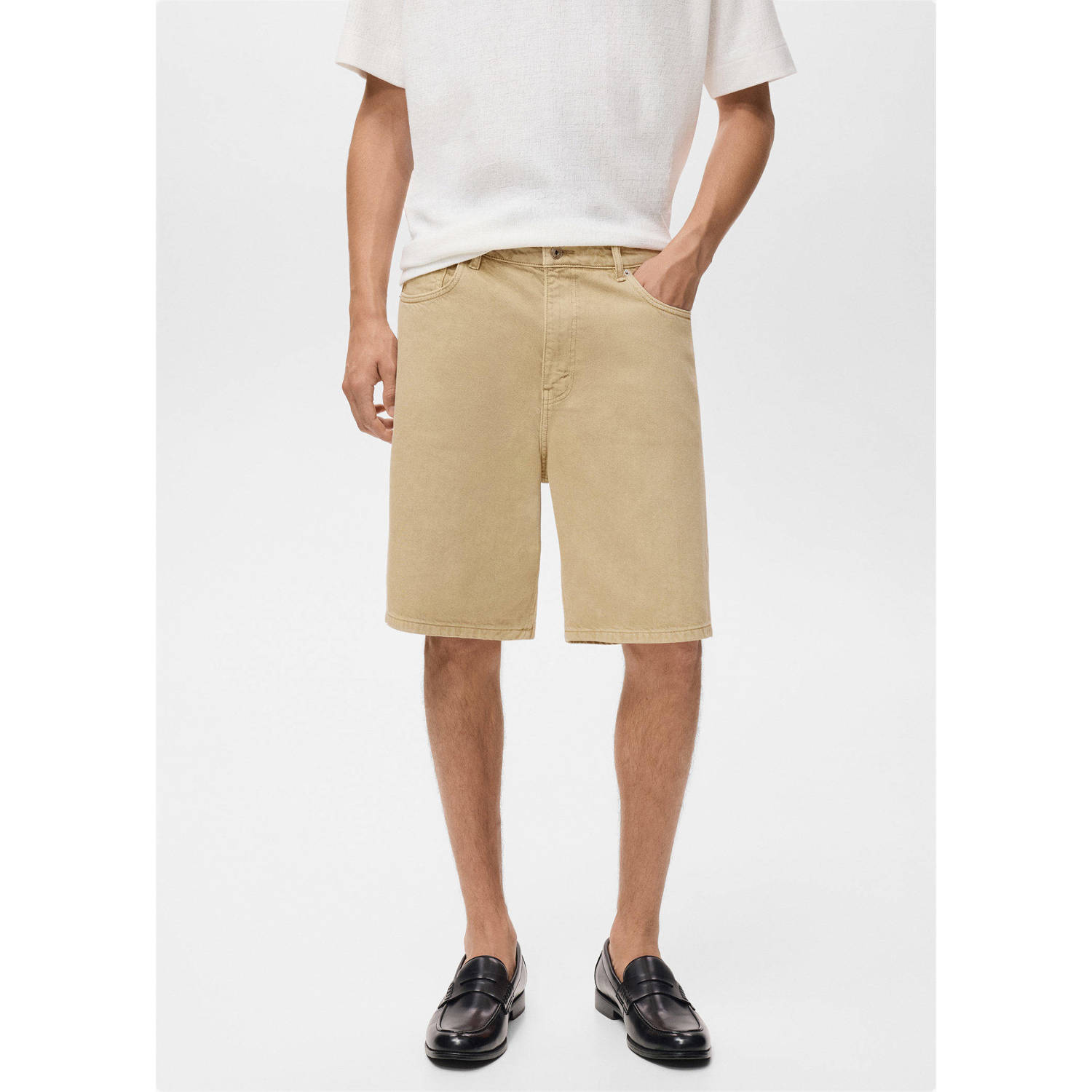 Mango Man denim relaxed short beige