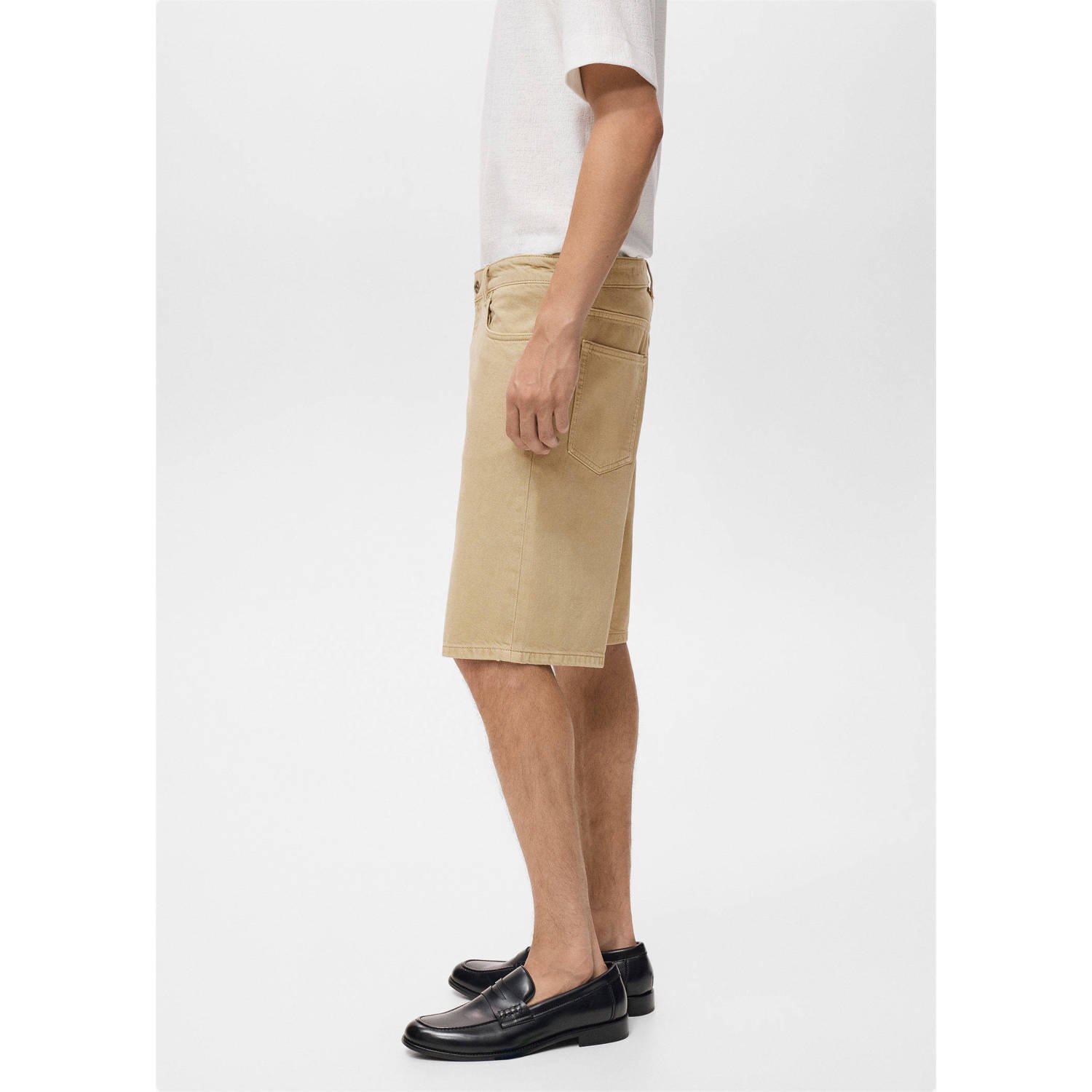 Mango Man denim relaxed short beige