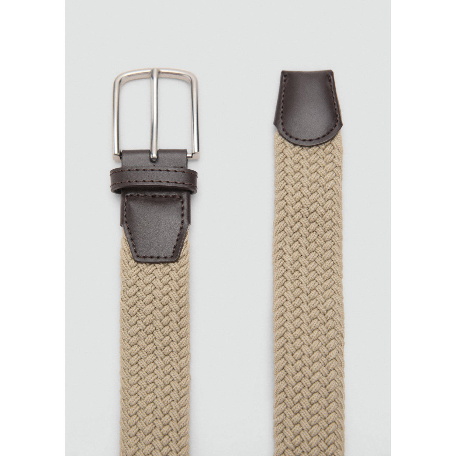 Mango Man gevlochten riem beige