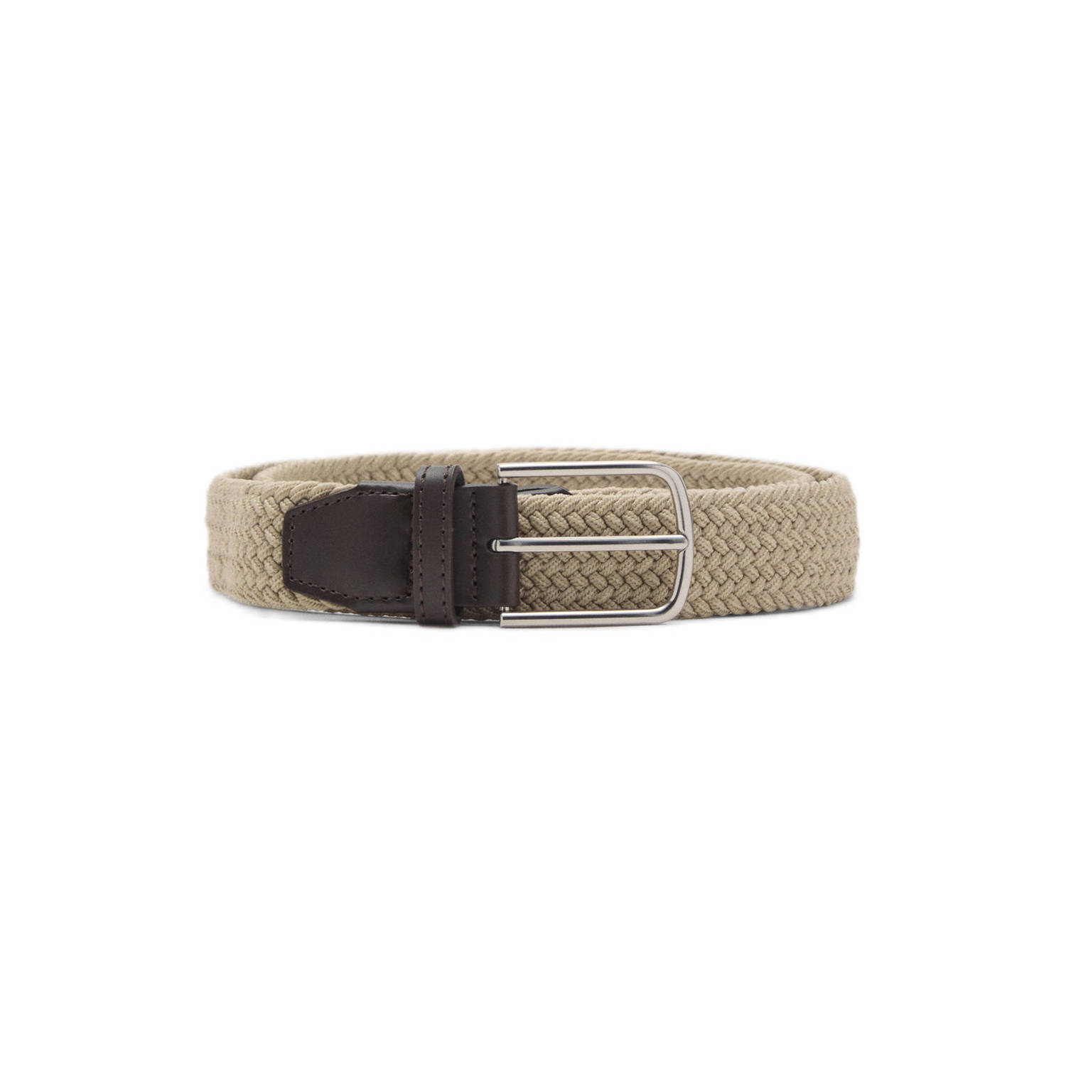 Mango Man gevlochten riem beige