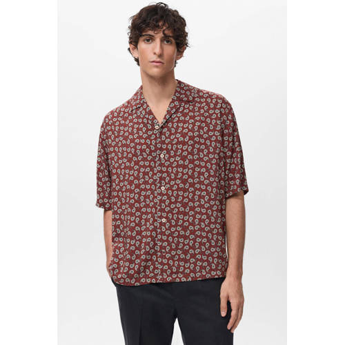 Mango Man casual overhemd donkerrood afbeelding