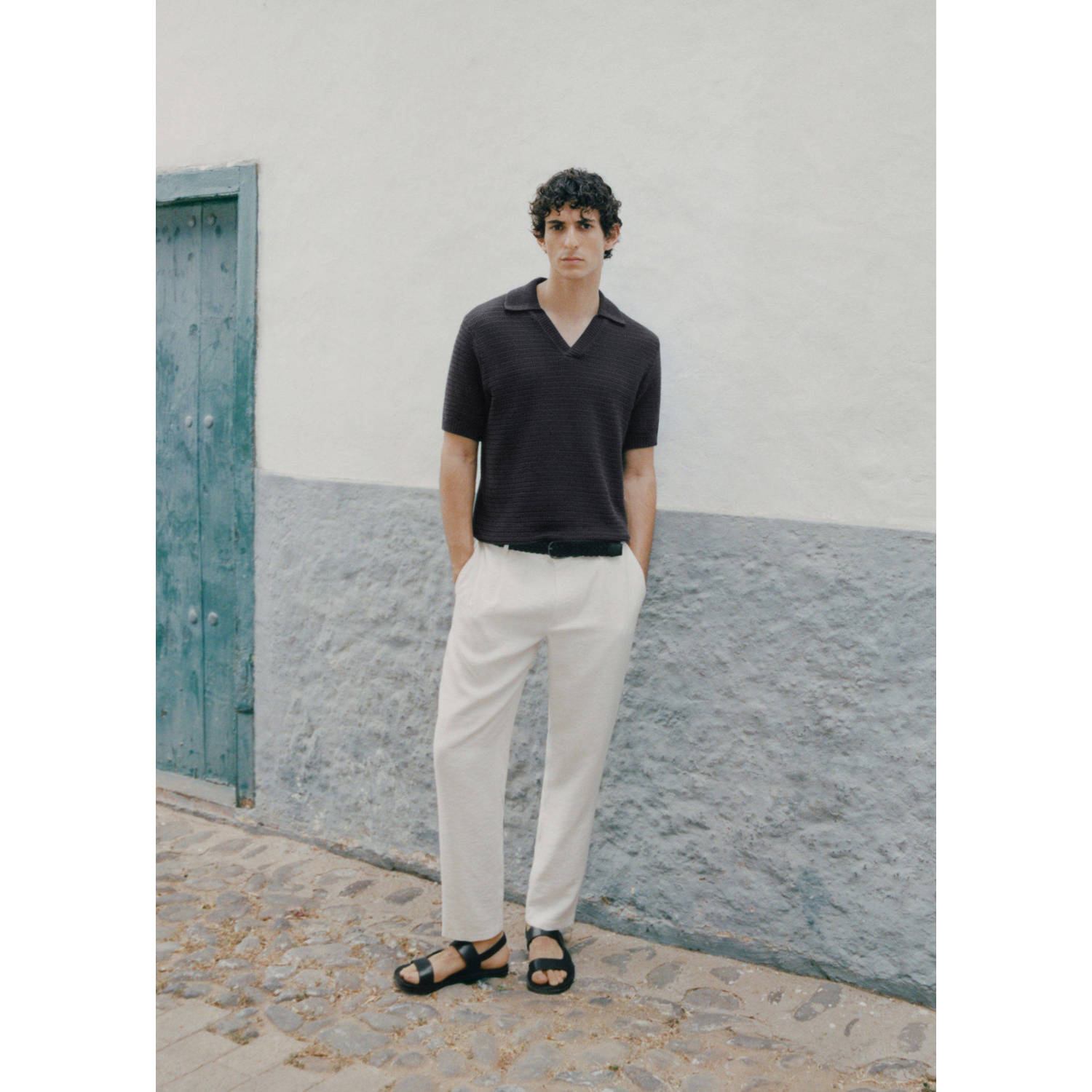 Mango Man rechtvallend casual broek ecru