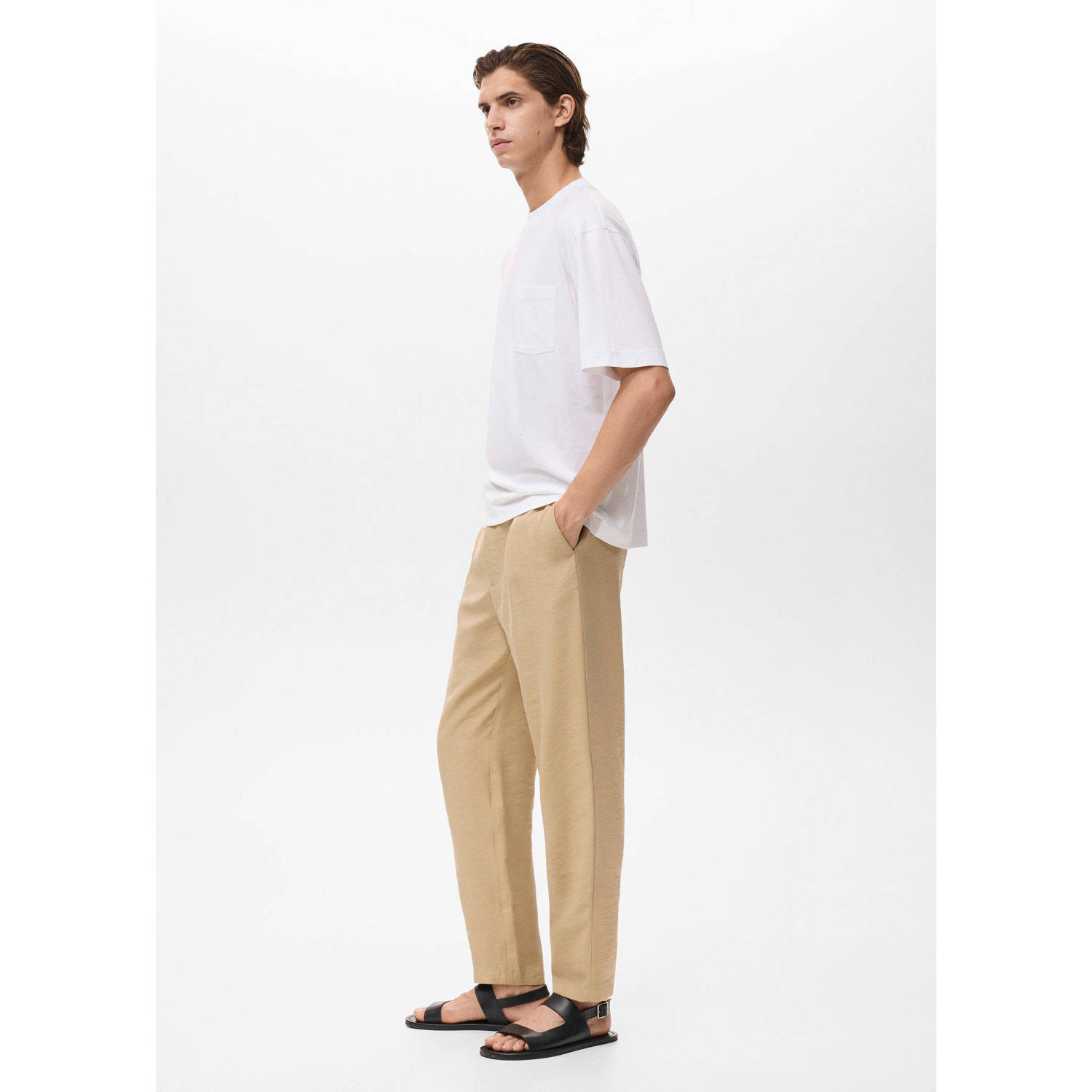 Mango Man rechtvallend casual broek beige