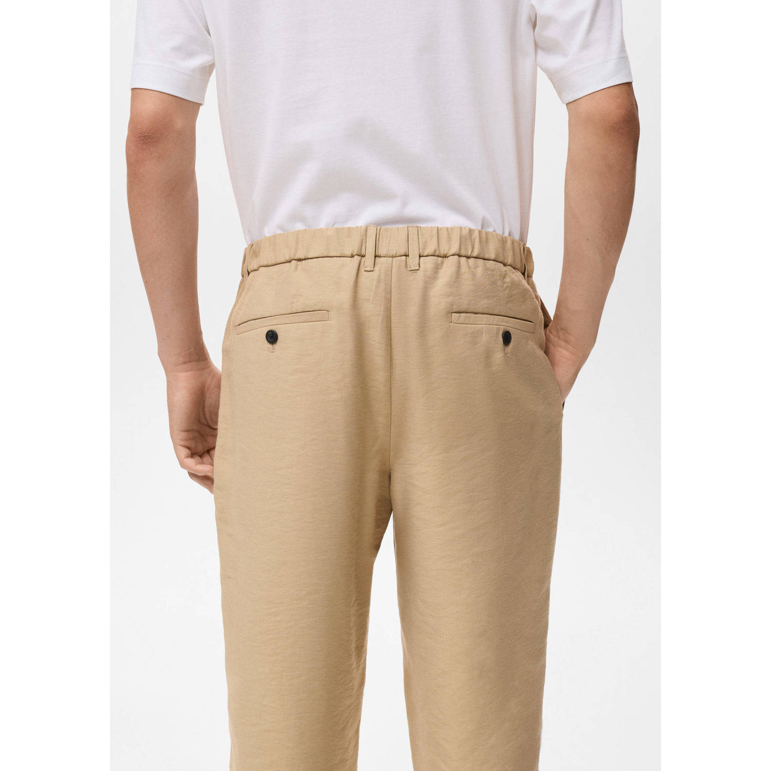 Mango Man rechtvallend casual broek beige