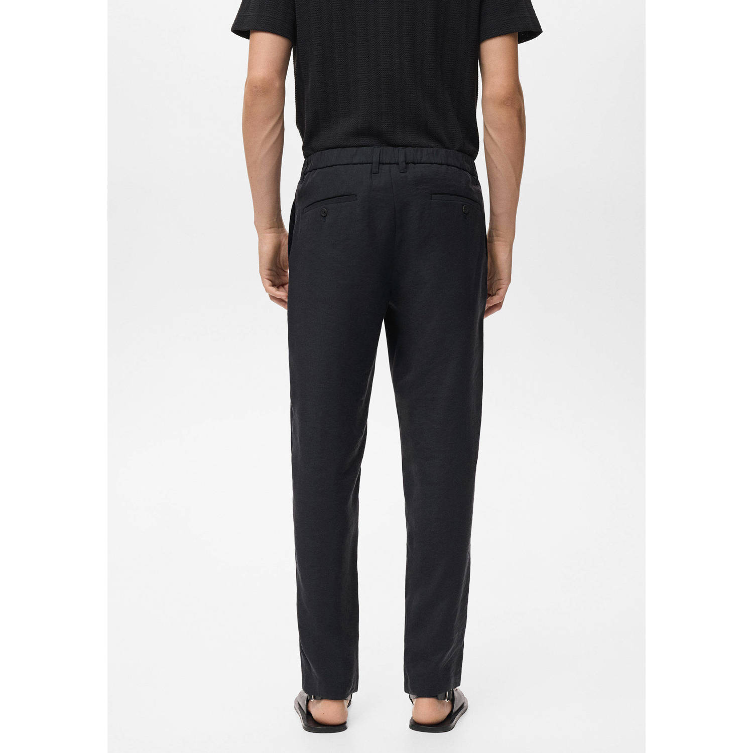 Mango Man rechtvallend casual broek zwart