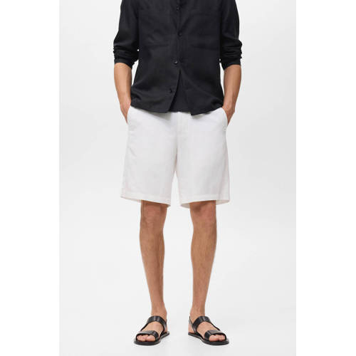 Mango Man linnen rechtvallend casual short ecru afbeelding