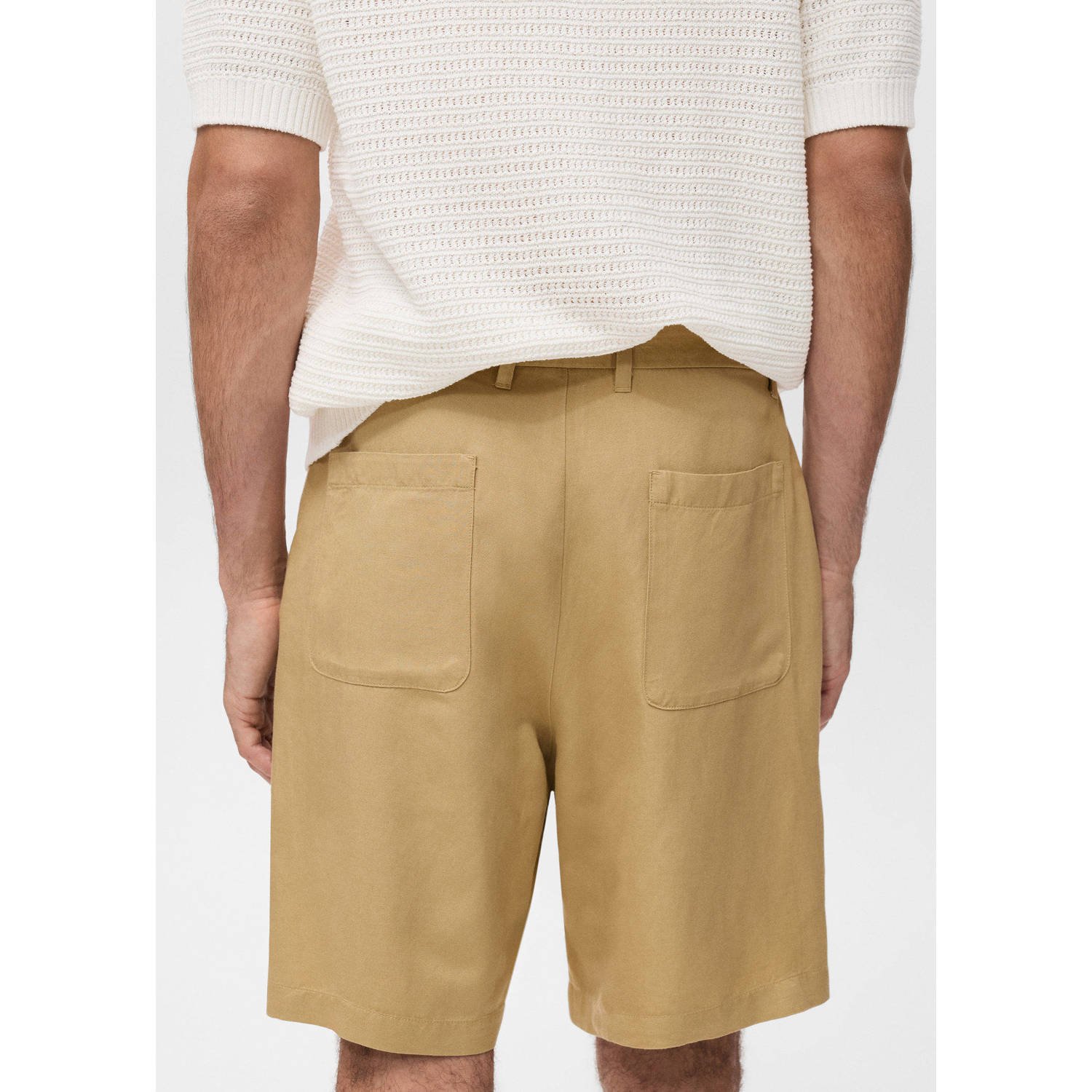 Mango Man linnen rechtvallend casual short beige
