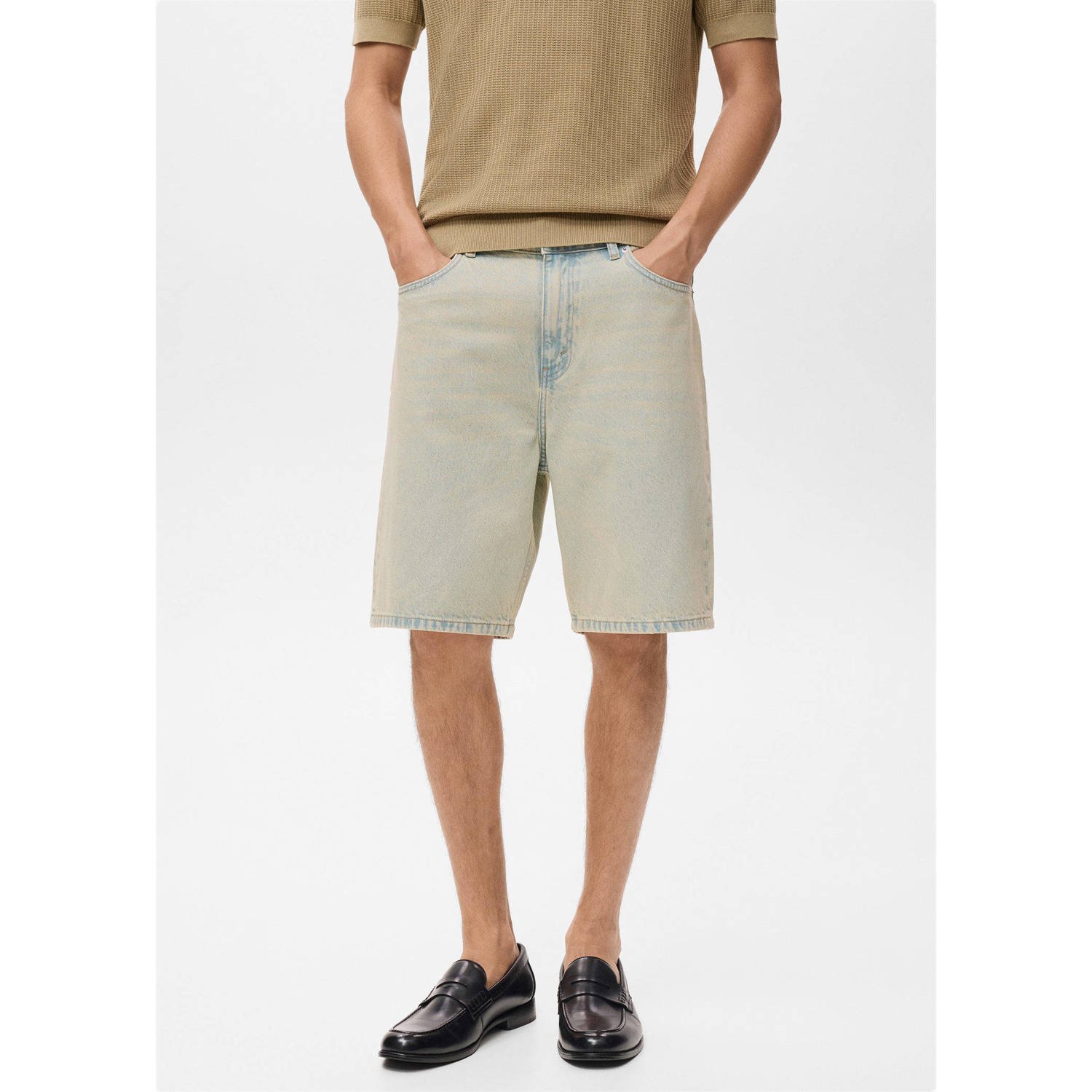 Mango Man denim relaxed short lichtblauw