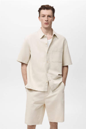 linnen casual overhemd beige