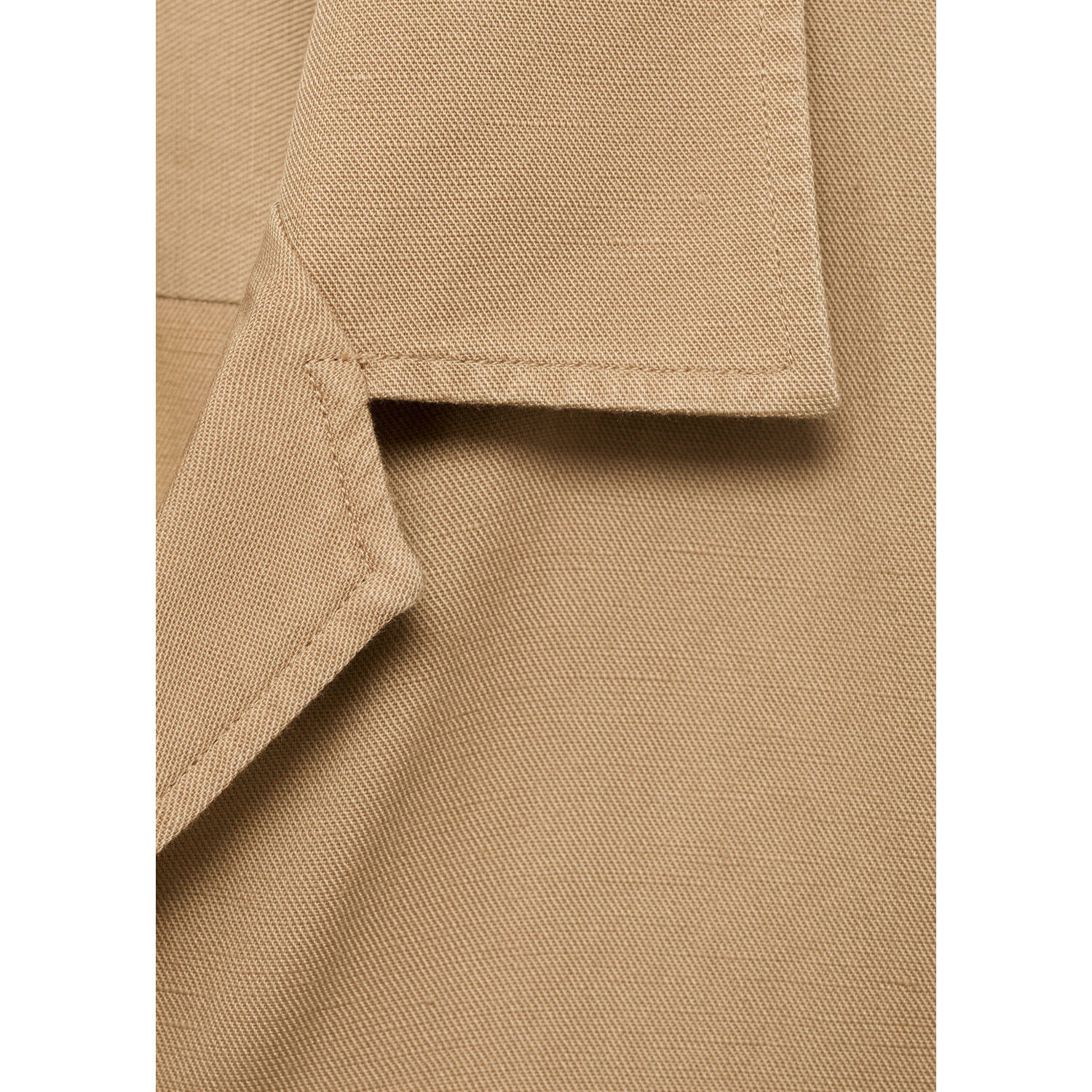 Mango Man linnen casual overhemd beige