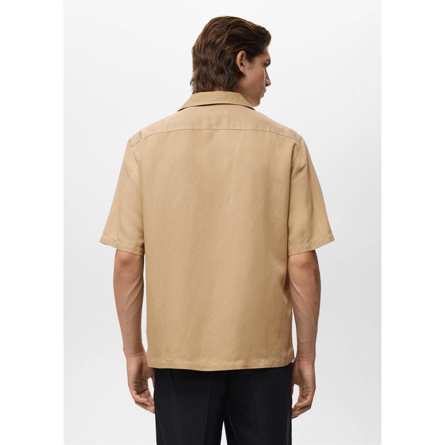 Mango Man linnen casual overhemd beige