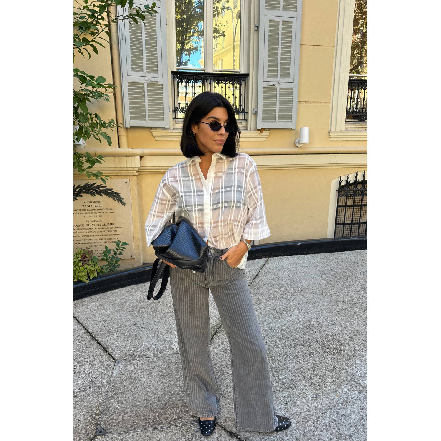 VILA high waist wide leg jeans grey denim