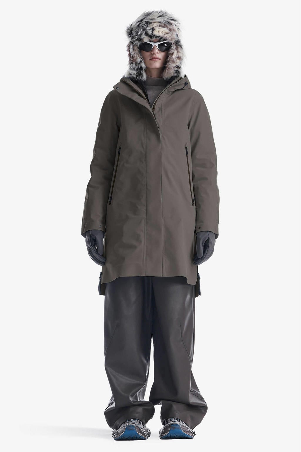 dames KRAKATAU parka van nylon met effen, lange mouwen, capuchon en rits wind- en waterdicht