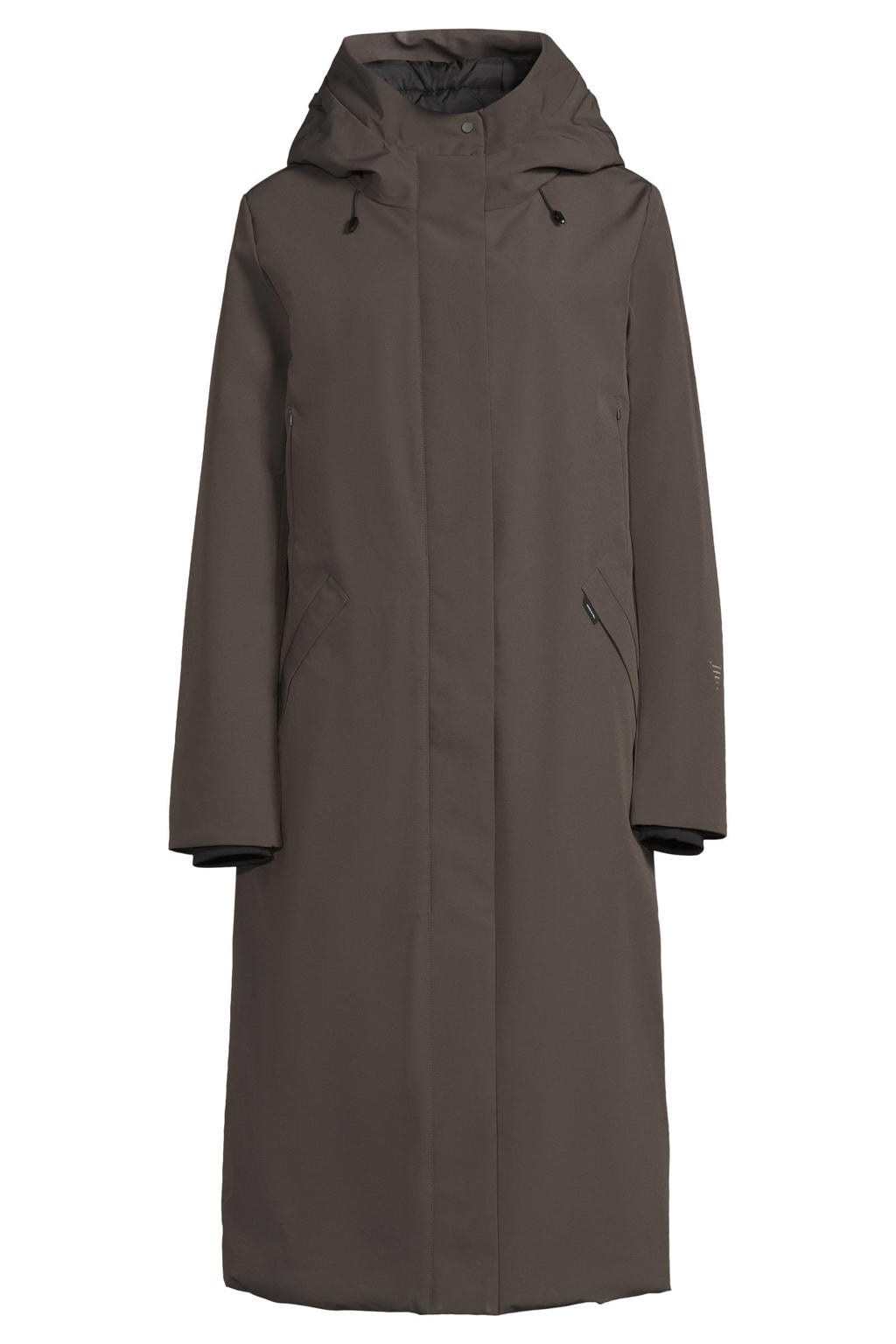 Groene dames KRAKATAU parka van nylon met effen, lange mouwen, capuchon en ritssluiting