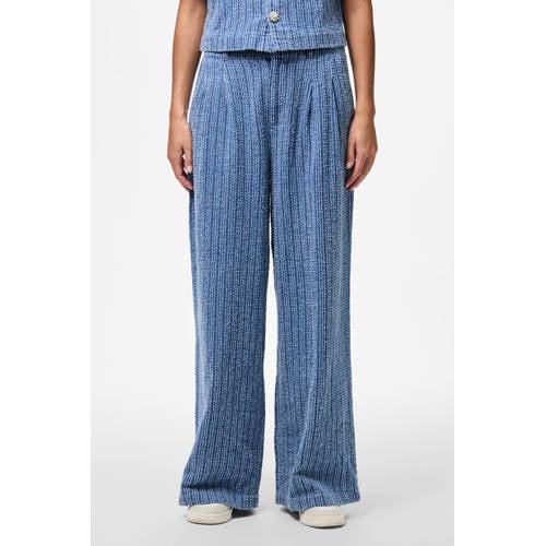 PIECES high waist wide leg jeans medium blue denim afbeelding