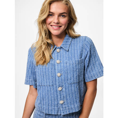 PIECES denim blouse light blue denim afbeelding