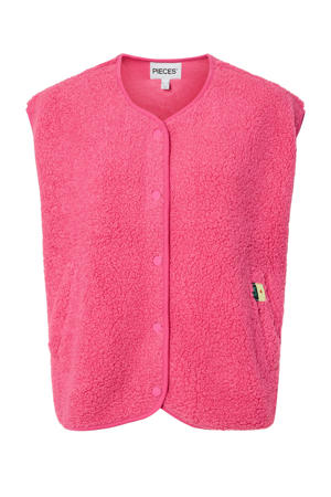 teddy gilet roze