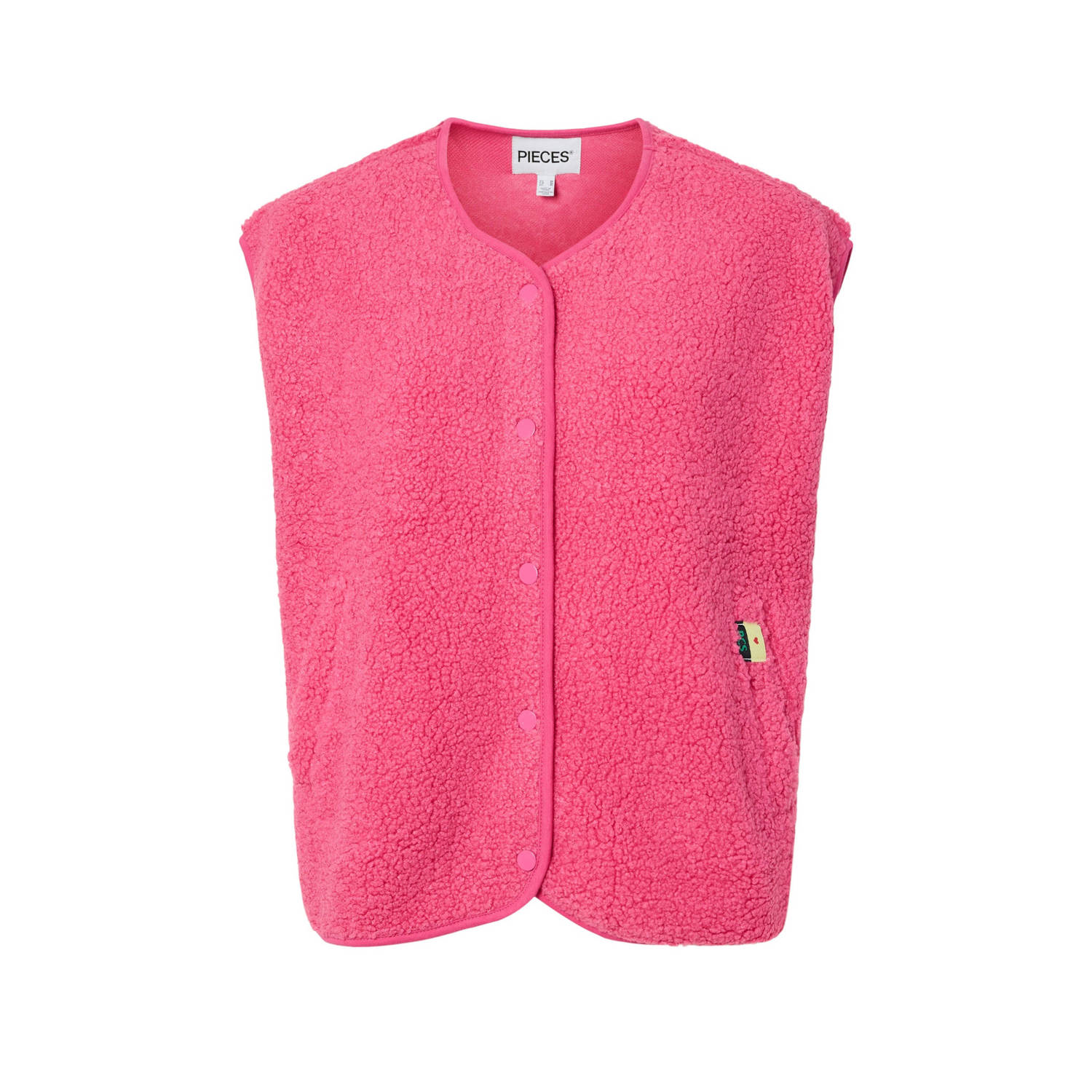 PIECES teddy gilet roze