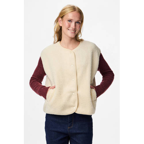 PIECES teddy gilet ecru afbeelding