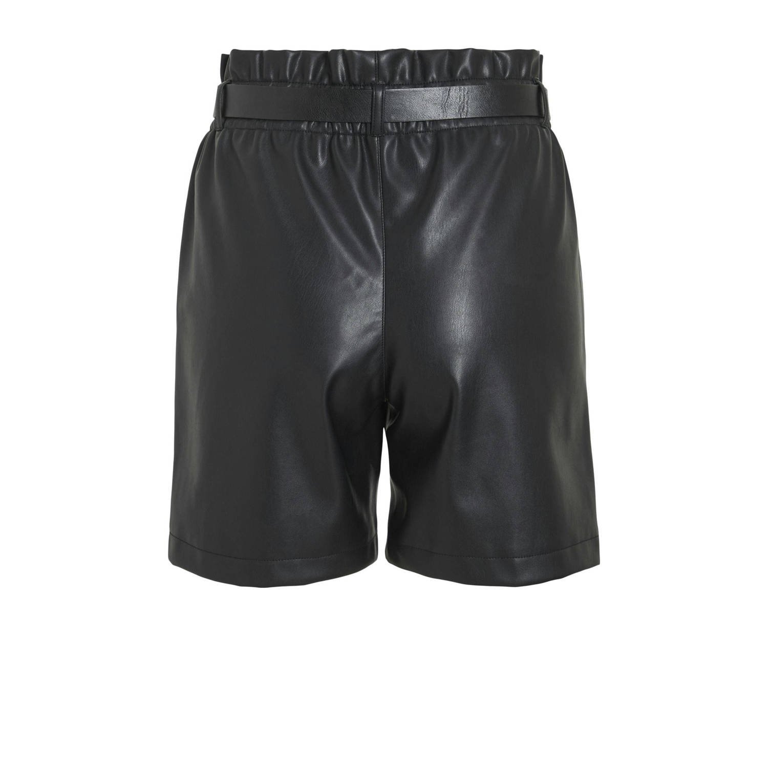 VILA imitatieleren regular high waist casual short zwart