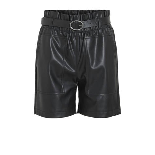 VILA imitatieleren regular high waist casual short zwart afbeelding