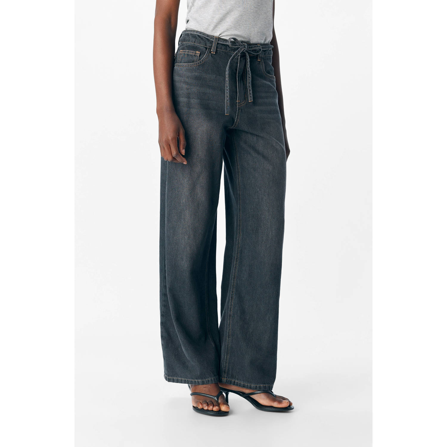 OBJECT jeans wide leg dark grey denim