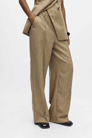 straight high waist broek beige