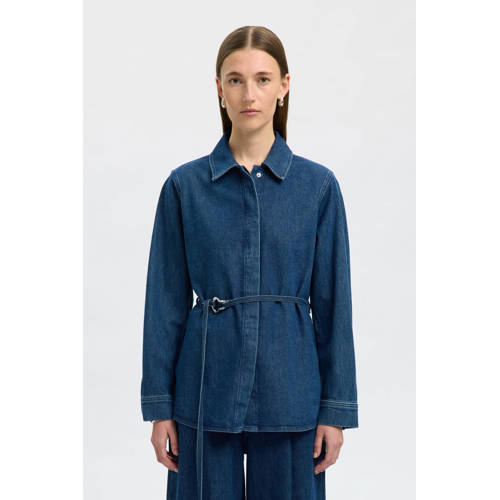 SELECTED FEMME denim blouse dark blue denim afbeelding