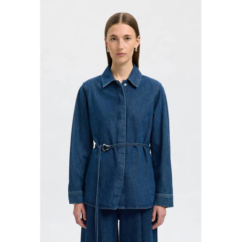 SELECTED FEMME denim blouse dark blue denim afbeelding