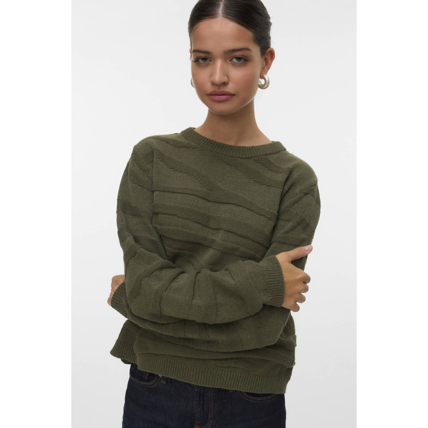 VERO MODA gebreide trui donkergroen