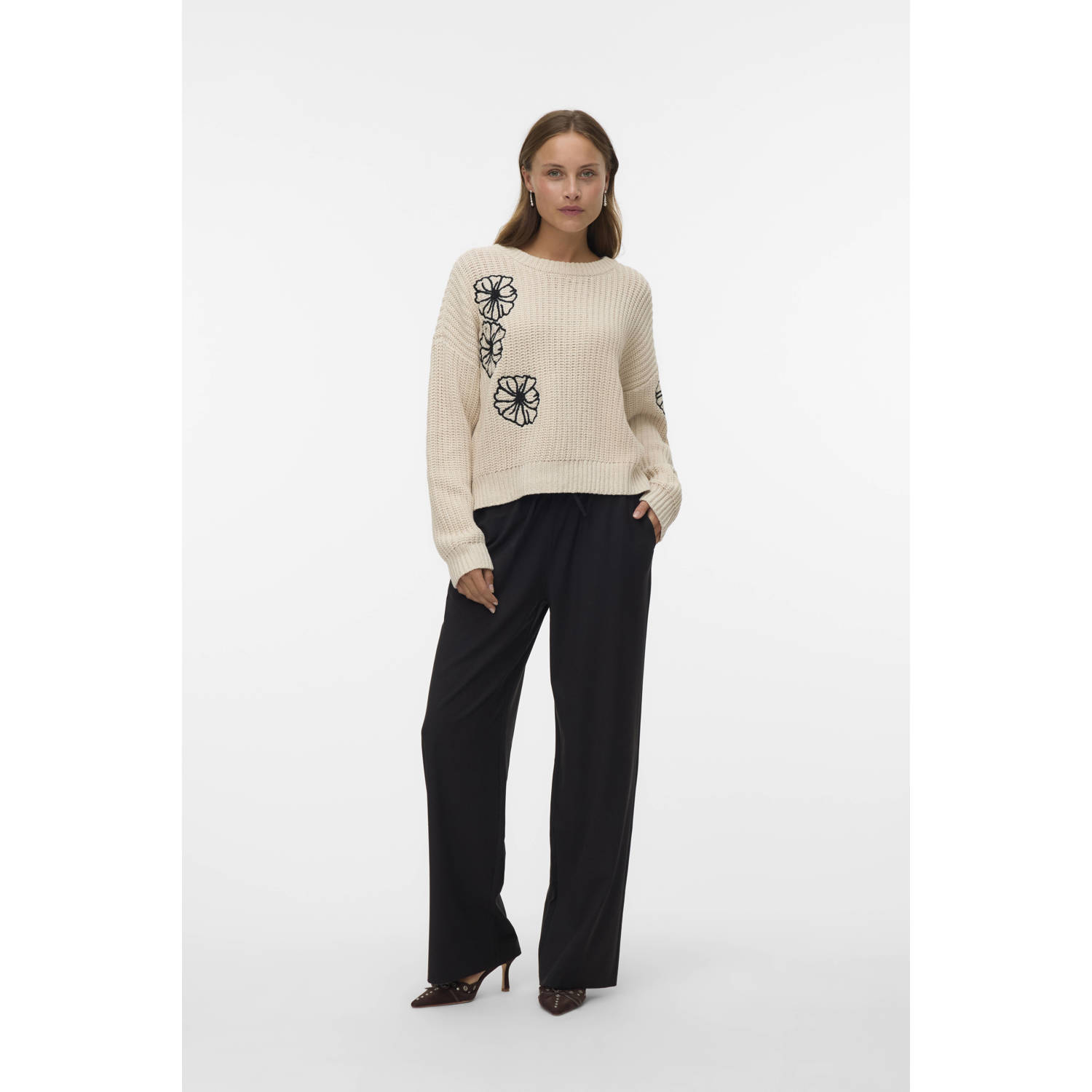 VERO MODA gebreide trui ecru