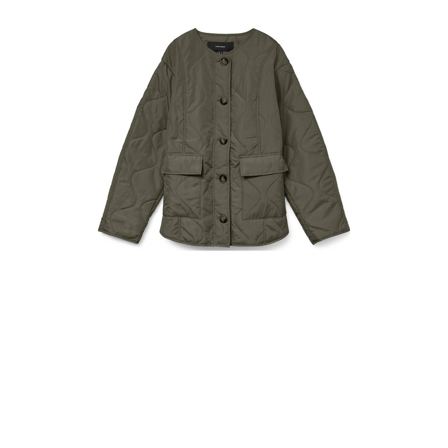 VERO MODA jasje quilted donkergroen