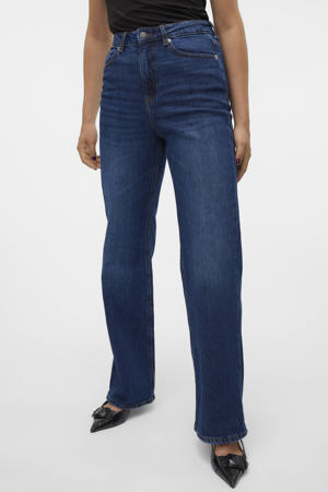 high waist wide leg jeans dark blue denim