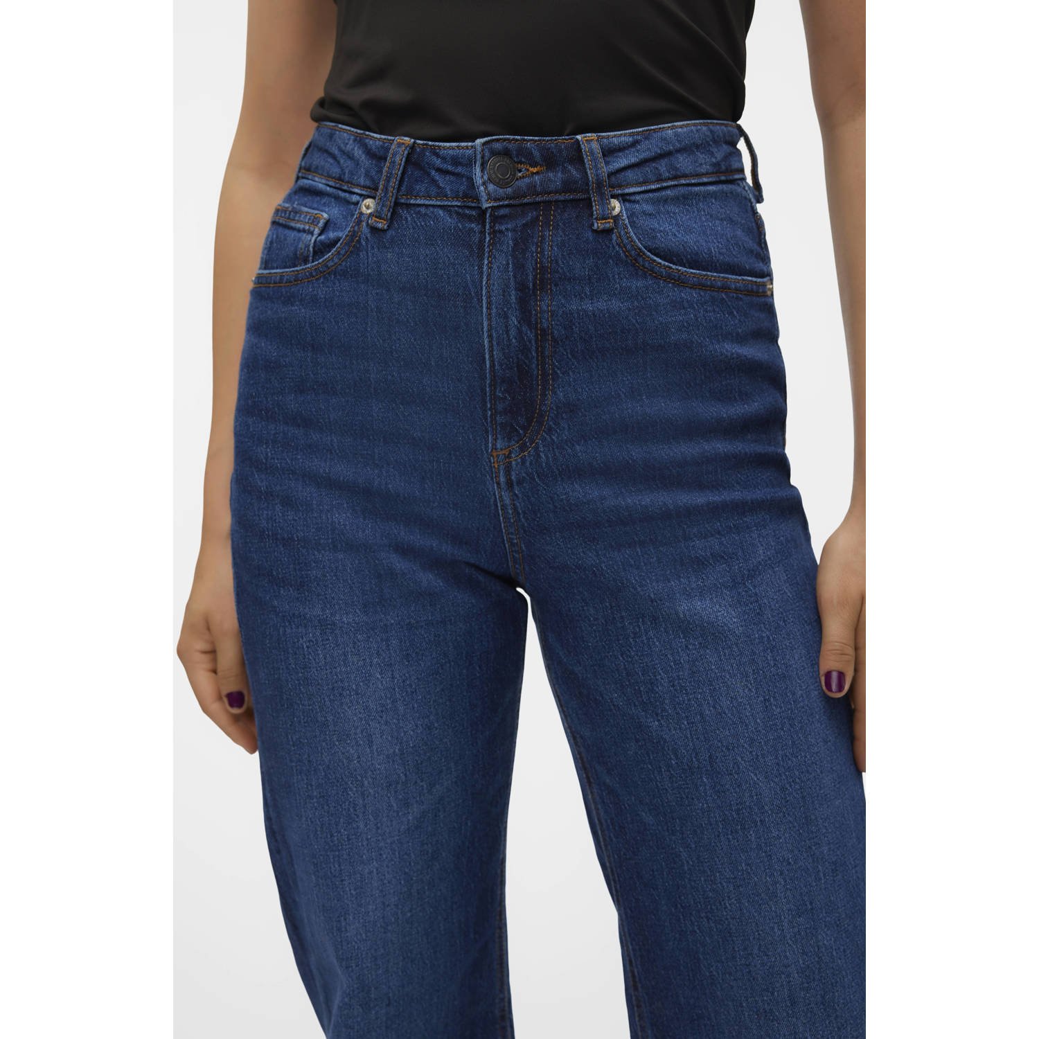 VERO MODA high waist wide leg jeans dark blue denim