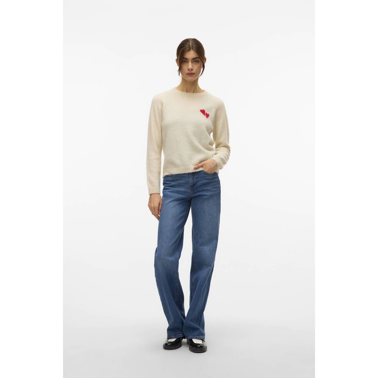 VERO MODA trui crème gebreid