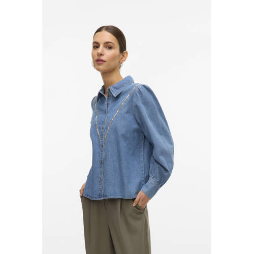 VERO MODA denim blouse medium blue denim afbeelding