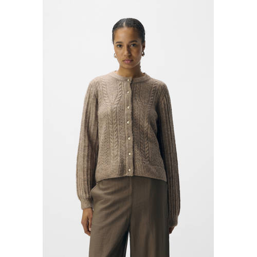 OBJECT cardigan taupe gebreid afbeelding