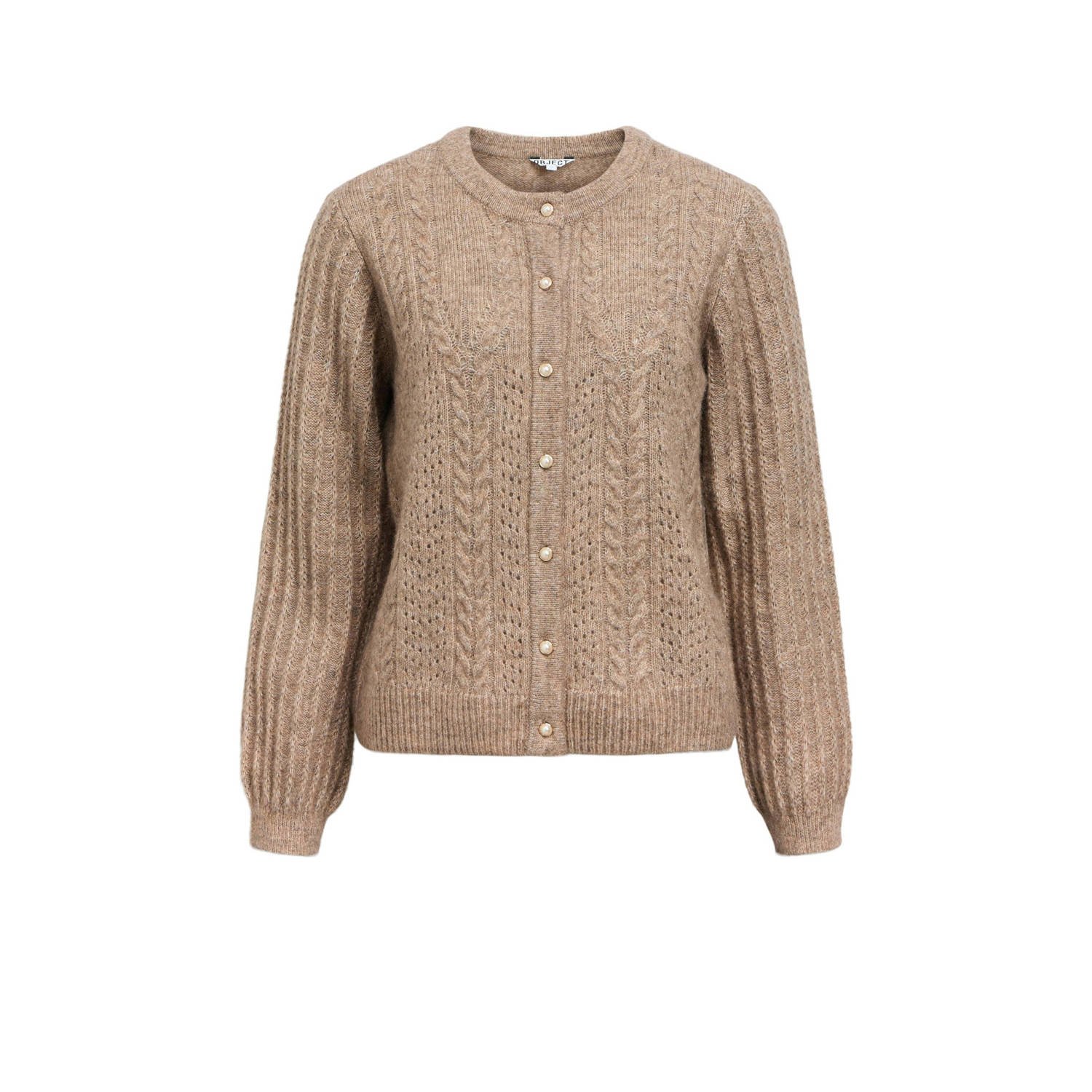 OBJECT cardigan taupe gebreid