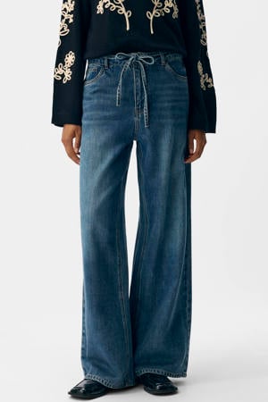 wide leg jeans medium blue denim