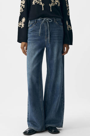 wide leg jeans medium blue denim