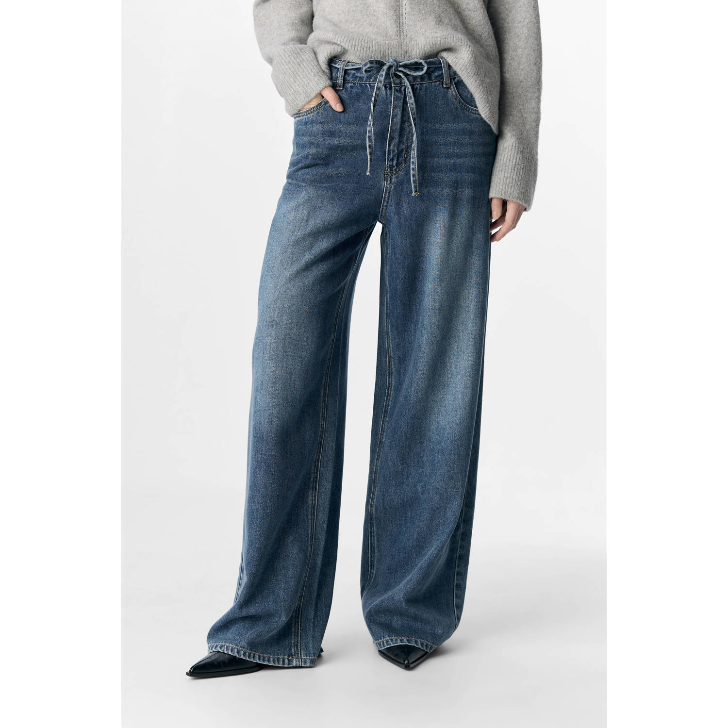 OBJECT wide leg jeans medium blue denim