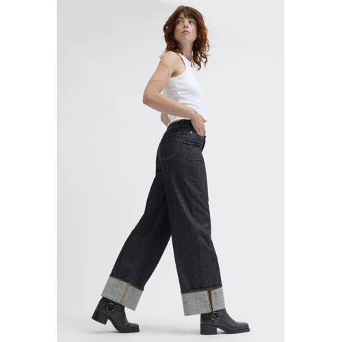 JJXX high waist wide leg jeans dark blue denim afbeelding