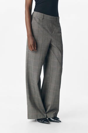 OBJLISA wide leg regular waist pantalon grijs