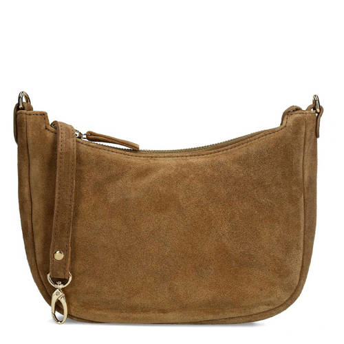 Manfield suede crossbody tas bruin afbeelding