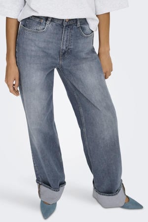 high waist wide leg jeans medium blue denim