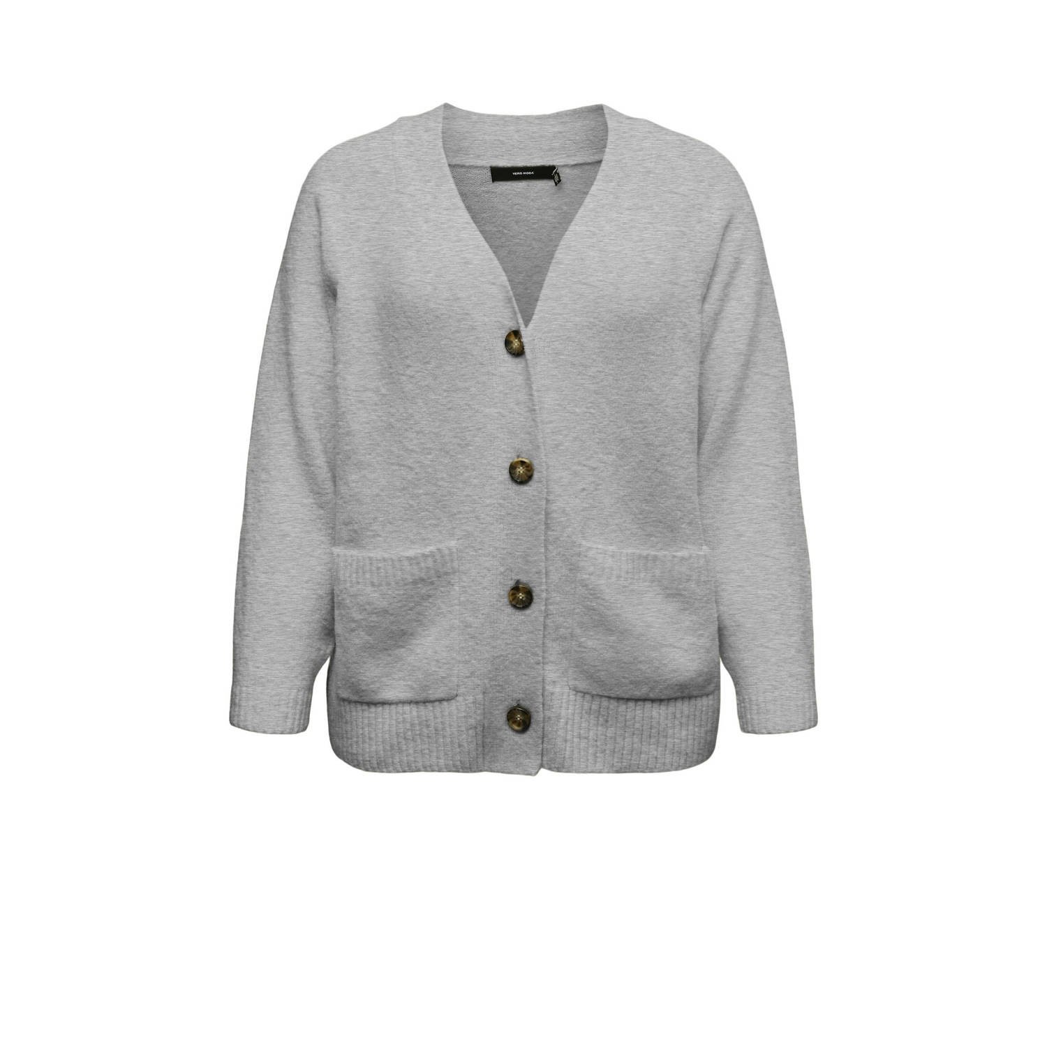 VERO MODA CURVE gebreid vest grijs